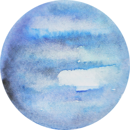 Hand-Painted Watercolor Space Galaxy Neptune Blue Planet
